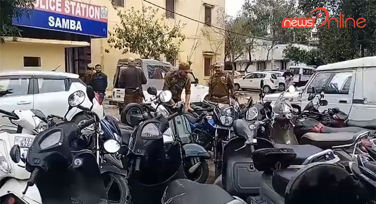 Samba Police Seized 24 illegally Parked Two wheelers
