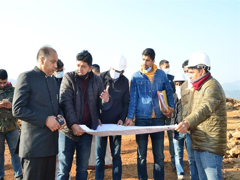 Chief Minister Jai Ram Thakur today visited the construction site of the proposed Shiv Dham, near Kangnidhar