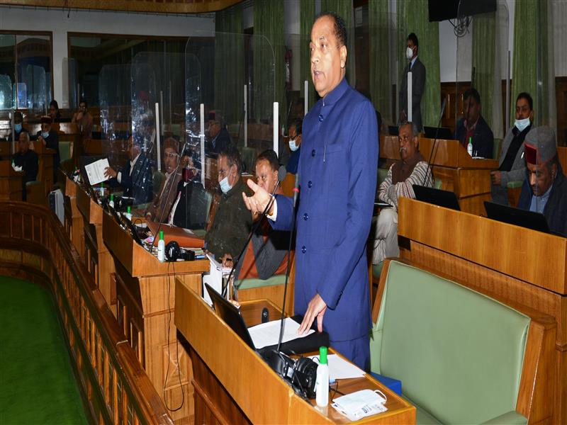 Chief Minister Jai Ram Thakur addressing the first day of the winter session of State Vidhan Sabha at Dharamshala, Kangra on 10/12/2021.