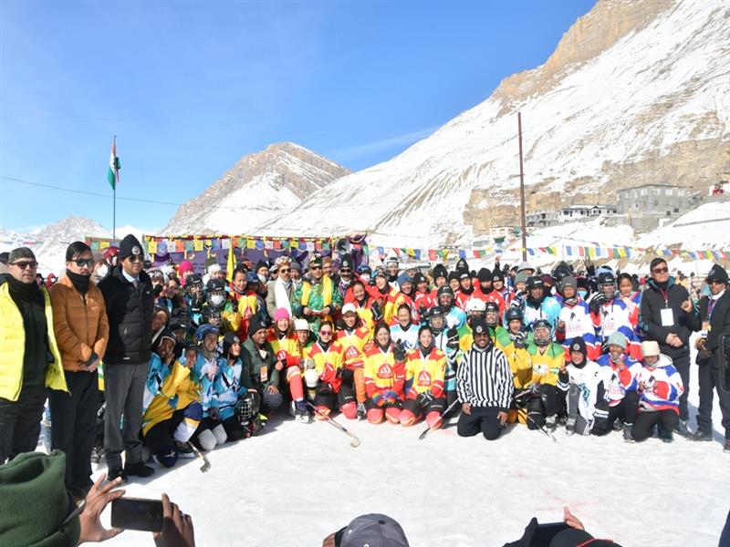 Chief Minister Jai Ram Thakur inaugurated the 9th National Ice Hockey Championship-2022 at Ice Skating Rink, Kaza in Lahaul Spiti district today. 