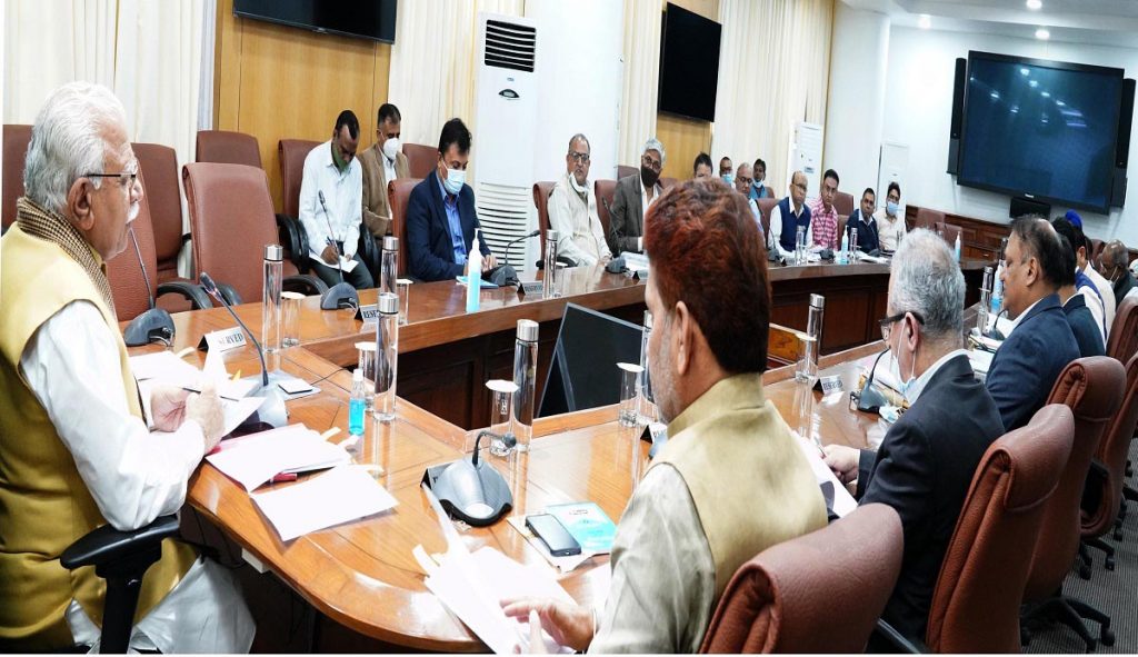 Haryana Chief Minister, Sh. Manohar Lal while chairing the meeting of the High Powered Land
