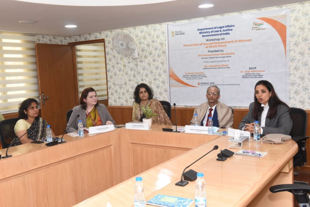 1st Workshop on Prevention of Sexual Harassment at Workplace held on 23rd February, 2022 under the aegis of Department of Legal Affairs, Ministry of Law & Justice