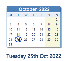 Local holidays on 3rd October and 25th October,2022