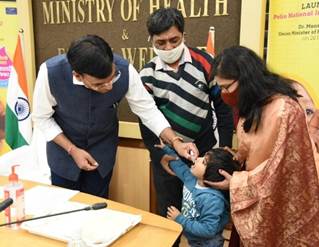 Union Health Minister, Dr. Mansukh Mandaviya launches the National Polio Immunization Drive, 2022